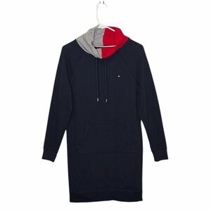 TOMMY HILFIGER WOMENS BLUE RED GRAY LONG SLEEVE SWEATSHIRT DRESS SIZE SMALL